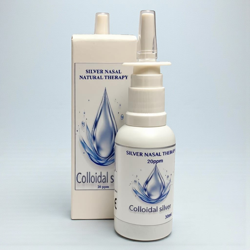 Spray Nasale al Colloidale d'Argento per Naso Gocciolante – Terapia Nasale Naturale all'Argento, 20ppm, Lenisce i Sintomi Sinusali, Promuove la Respirazione Naturale