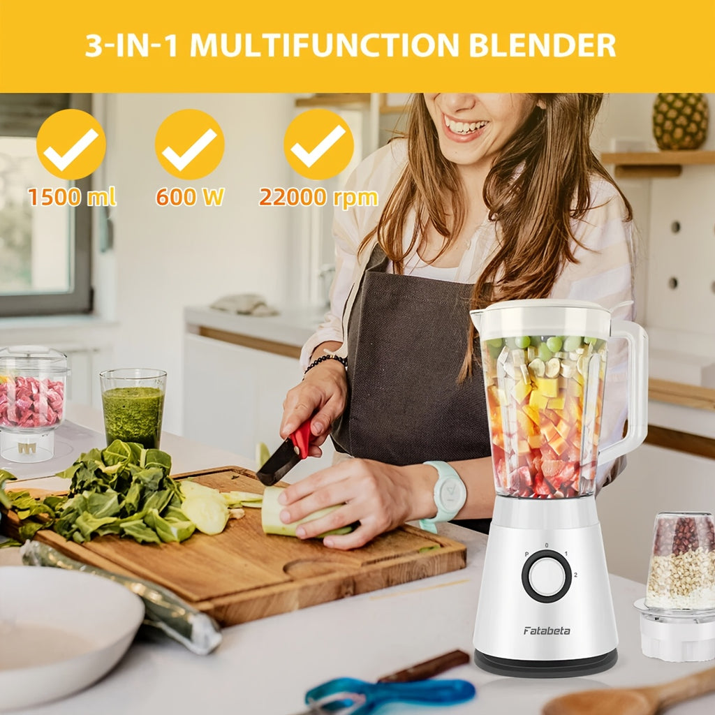 Frullatore di grande capacità da 1500ML, Robot da cucina 3-in-1, Tritatutto per carne, Frullatore per succhi per cucina domestica e verdure, Succo sano per la casa, Smoothie, Sorbetto, Milk Shake, Frappè