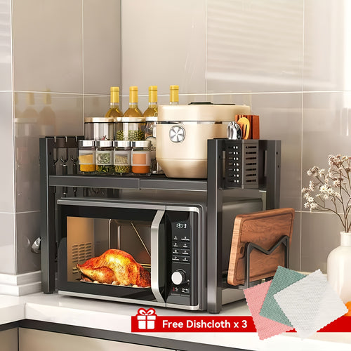 Mensola da Cucina Regolabile in Metallo, 1 Pezzo Espandibile, Scaffale Multiuso Robusto per Microonde, Ripiano di Archiviazione, Compatibilità Versatile, Mensola Espandibile per Microonde, Ripiano per Utensili e Stoviglie da Cucina, Mensola in Acciaio al