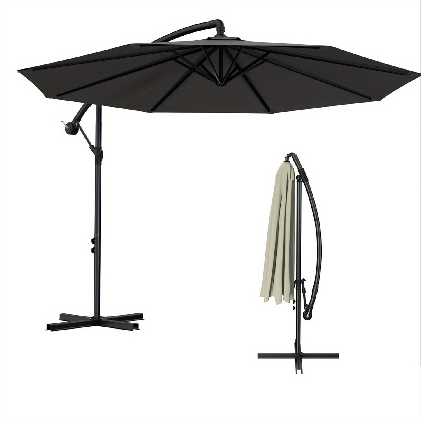 Ombrellone a Sbalzo per Balcone 300cm 350cm da Giardino con Manovella, Ombrellone da Patio, Ombrellone a Manovella con Protezione UV per Giardino e Patio