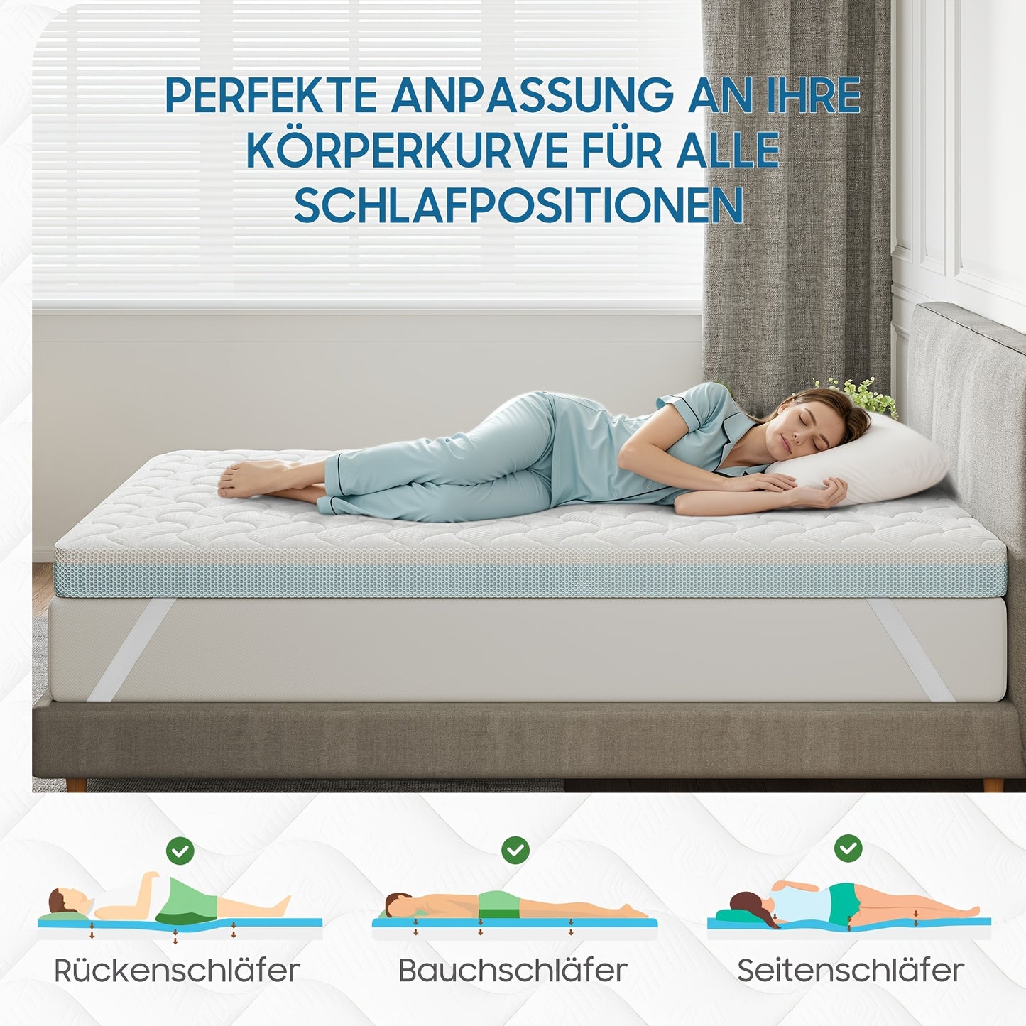 Topper per Materasso Rigido in Materiale da 10cm o 7.5cm di Altezza, Nucleo in Schiuma Fredda Supportiva, Due Gradi di Durezza H5 & H6, Traspirante e Rimovibile con Rivestimento in Rete 3D