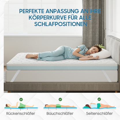 Topper per Materasso Rigido in Materiale da 10cm o 7.5cm di Altezza, Nucleo in Schiuma Fredda Supportiva, Due Gradi di Durezza H5 & H6, Traspirante e Rimovibile con Rivestimento in Rete 3D