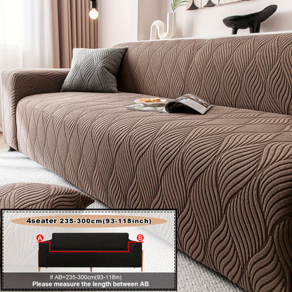 1 pz Copridivano Jacquard Foglia Artistica - Protezione Divano Elasticizzata Monoblocco con Pile Jacquard Elastico, Antiscivolo Adatto agli Animali Domestici, Lavabile in Lavatrice, Arredamento Moderno per la Casa, Protezione Mobili, Federa Decorativa, Te