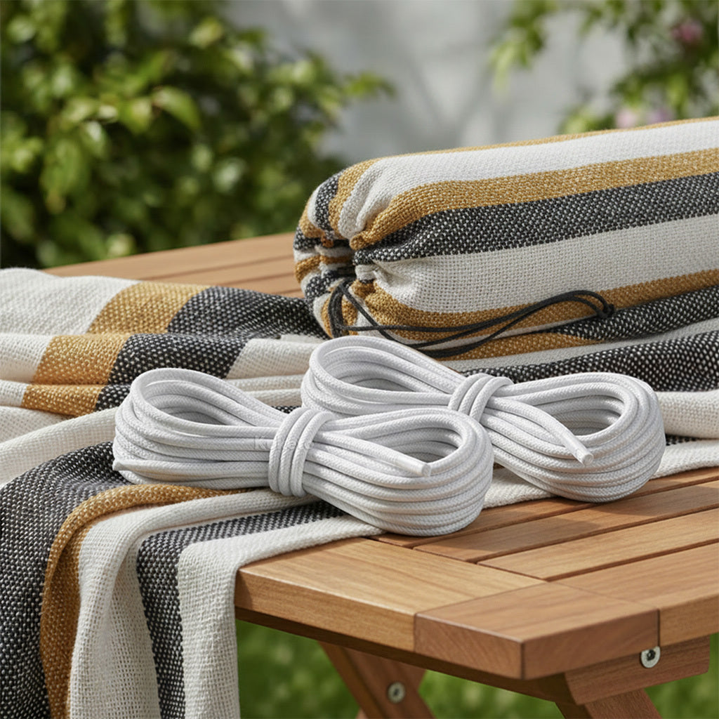 Kuketo - Amaca da giardino XXL per 2 persone 260x150 cm con asta in legno, amaca da viaggio con copertura per balcone, terrazza, giardino, orto, materiale durevole in cotone-poliestere, amaca stabile e robusta per relax, campeggio, viaggio, altalena da gi
