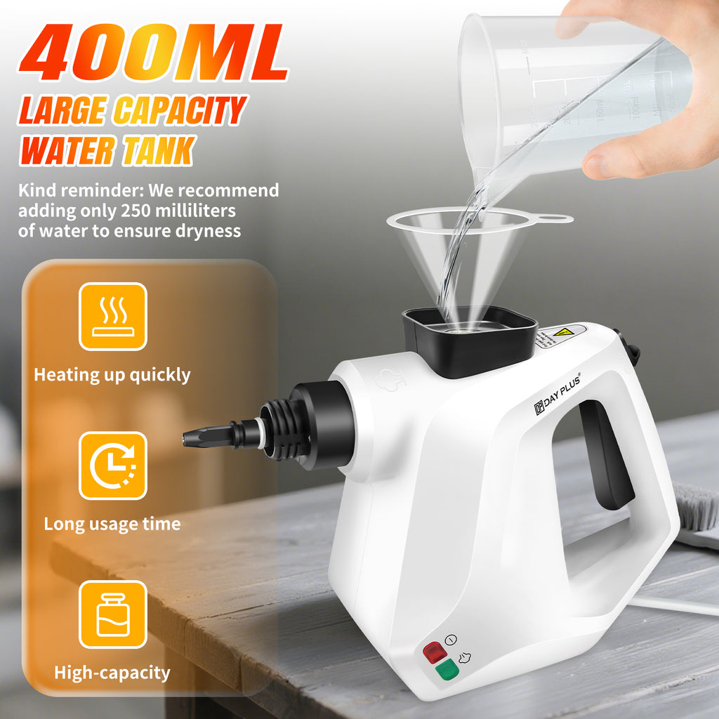 Pulitore a Vapore ad Alta Pressione per Auto, Macchina Vaporizzante 850W con Cavo di Alimentazione da 2.5m, Pistola a Vapore con Kit di 9 Accessori per la Rimozione di Macchie Multi-Superficie di Divani, Cucine, Piastrelle, Finestre, Tende, Moquette