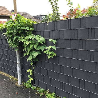 Strisce per recinzione a rete con doppia asta in PVC, pellicola per la privacy da giardino 35/65/70m x 19cm, incluse clip di fissaggio