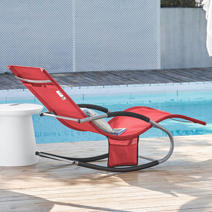 1 Pezzo Lettino Prendisole Lettino da Giardino Sdraio Relax Sedia a Dondolo da Esterno con Cuscino Poggiatesta Superficie Ergonomica Tessuto Resistente agli Agenti Atmosferici Struttura in Metallo Tasca Laterale Portata Massima 150 kg Terrazza Balcone Gia