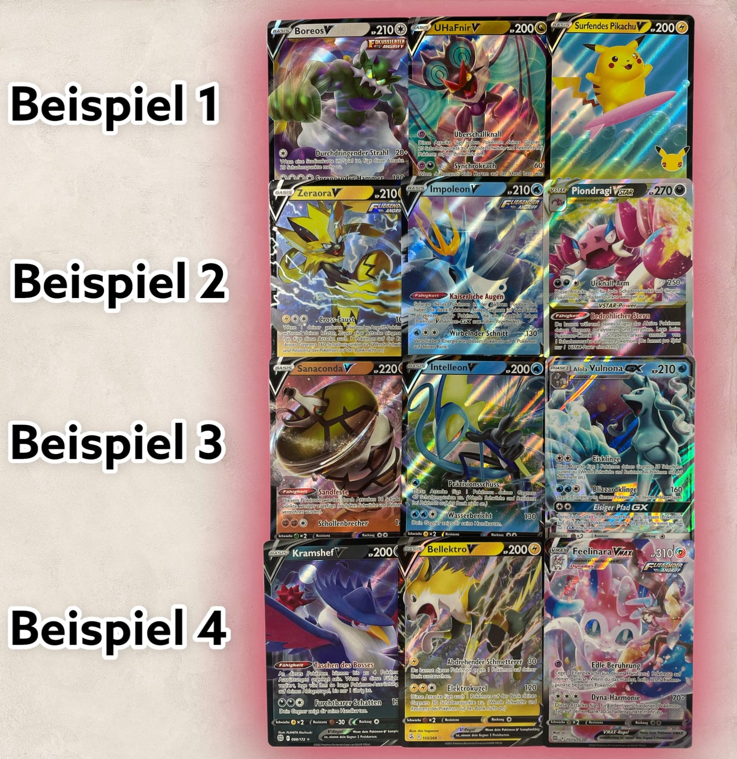 Originali Pokémon 3 V Card diverse in inglese, composte da V, VMAX, VSTAR o GX Carte Rare GARANTITE dai set attuali