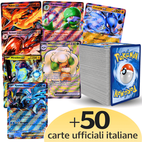 Pokémon TCG ULTRA PACK da 51 Carte in Lingua Italiana / ULTRA PACK: 1x Ultra Rara EX/V + 5x Lucida (HOLO/REVES) + 45 Carte Pokémon Comuni/Non Comuni - Carte Casuali