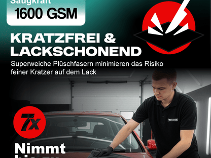 Asciugamano per auto 50X80 cm 1600 GSM - Microfibra premium grande, senza macchie e graffi, asciugatura rapida, double-face