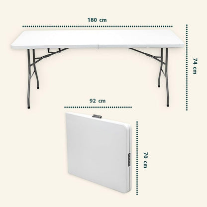 Cecaro Group Tavolo Pieghevole Estensibile 180 cm – Bianco | Portata 120 kg | Maniglia Integrata | Chiusura Sicura con Blocco di Sicurezza