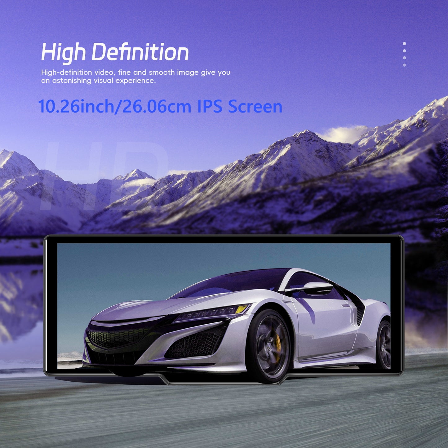 26,06 cm 4K Wireless CarPlay Android Auto Supporto Airplay SuperLink WiFi Video Fotocamera Dual DVR Anteriore e Posteriore B-T per Auto Camion Furgoni Supporto Fotocamera Posteriore con Registrazione in Loop e Riproduzione Video