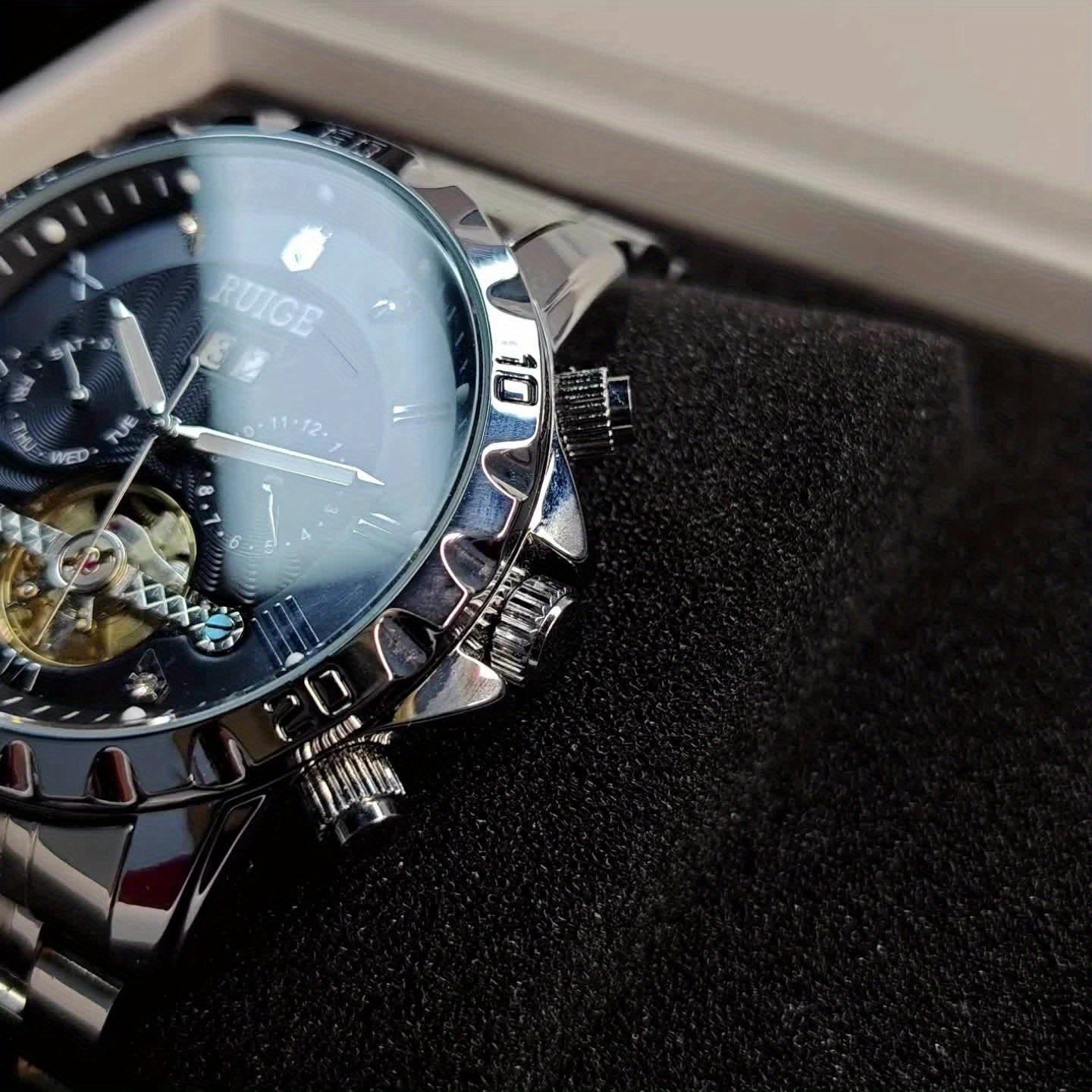 Orologio meccanico automatico di lusso da uomo con indicazione giorno e data, adatto per occasioni d'affari e casual, un regalo perfetto