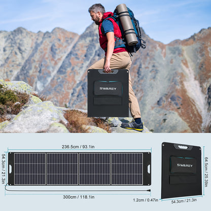 Caricatore Portatile Pieghevole a Pannello Solare Ricarica Rapida con USB-C PD3.0 USB QC3.0 DC 18V Leggero con Supporto per Campeggio Centrale Elettrica Generatore Solare Power Bank per Telefoni Cellulari, Senza Batteria