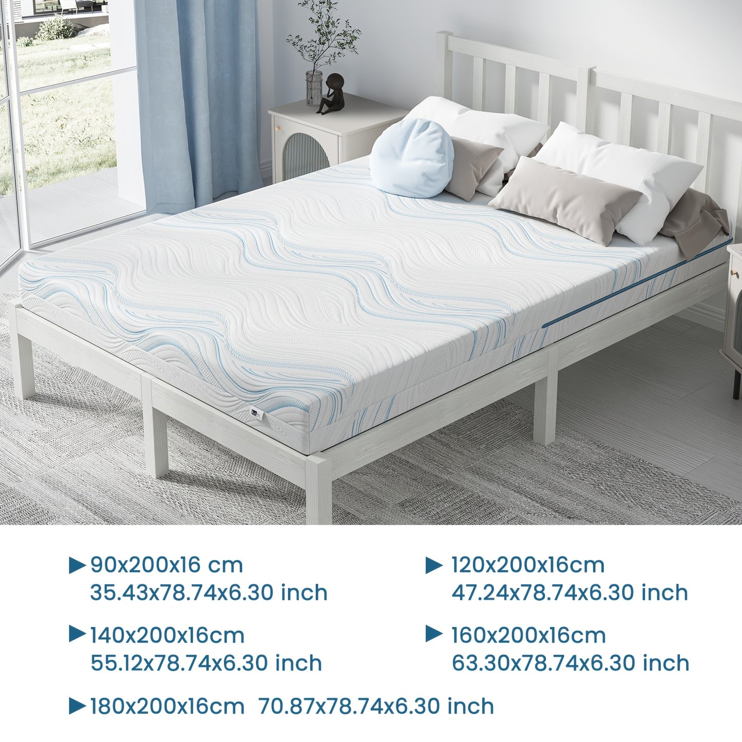 Materasso Bedstory 90X200 120X200 140X200 160X200 180X200 Cm, Firmatozza H2/H3, Materasso in Schiuma Fredda da 16Cm