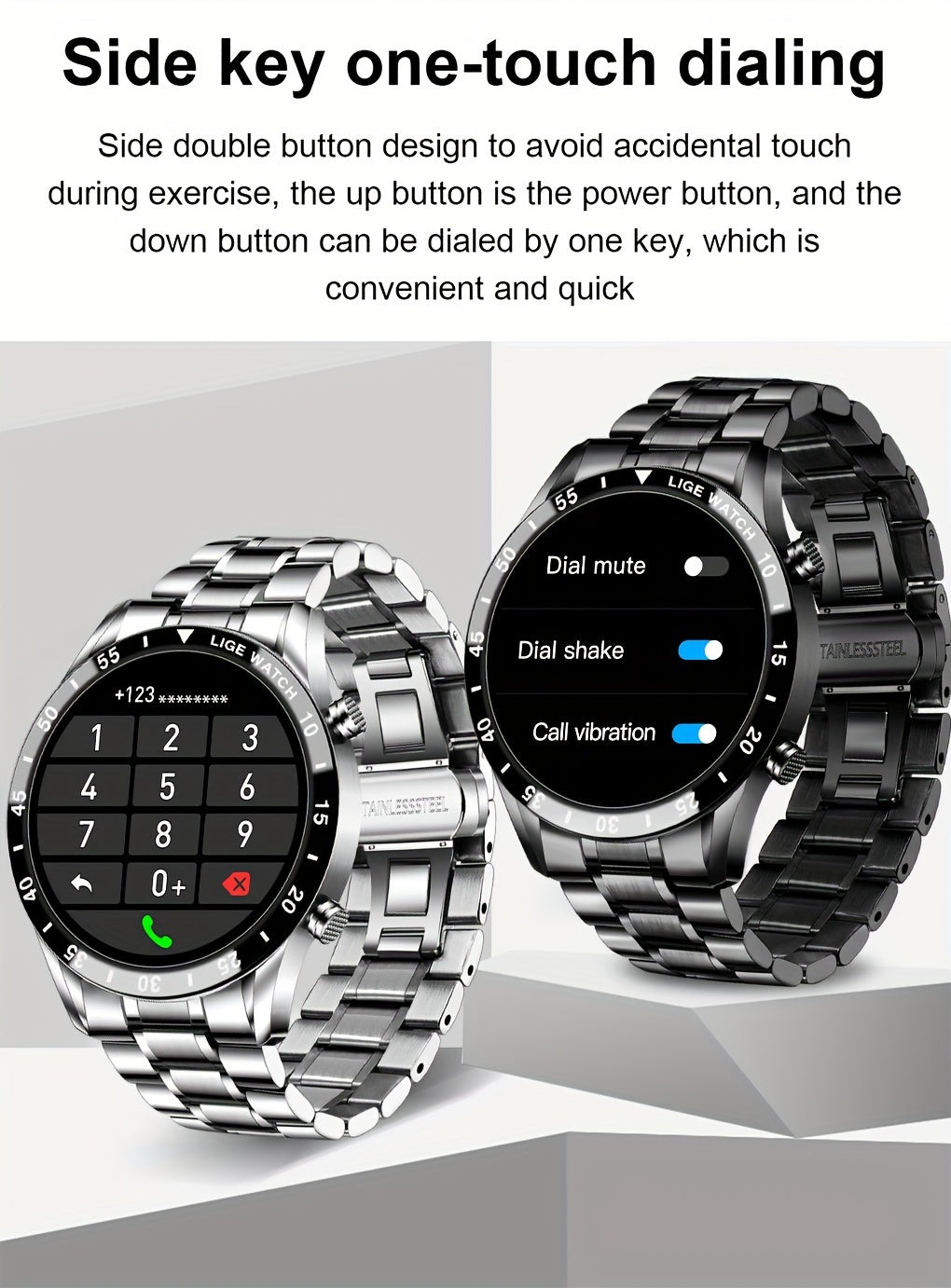 Orologio Intelligente LIGE con Schermo Touch Completo da 3,53 cm. Funzione di Controllo Musicale/Avviso Informazioni Chiamate/Conteggio Calorie. Orologi da Polso Sportivi Multifunzionali per Esterni per Android e iPhone. Adatto per Regali a Uomini