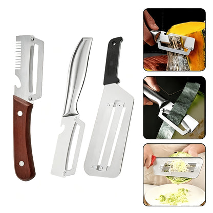 Set da 3 pezzi pelapatate e affettatrice premium in acciaio inossidabile, coltelli da cucina multifunzionali per sbucciare patate e tritare cavolo, utensili da cucina domestici essenziali