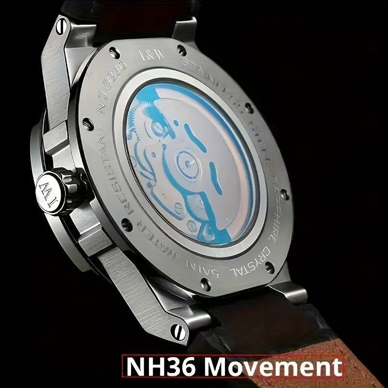 [I&W Carnival] Orologio Sportivo Meccanico da Uomo, Luminoso e Impermeabile con Vetro Finto Zaffiro, Regalo Ideale per le Vacanze