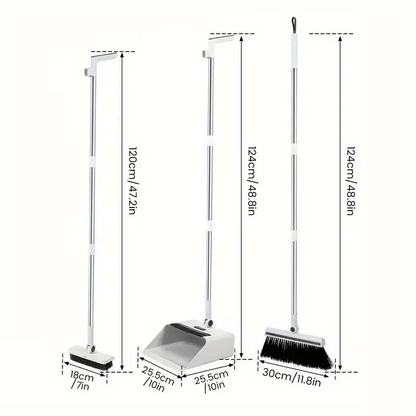 Kit di pulizia per la casa 3-in-1: Scopa a setole morbide, paletta e set di spazzole - Antiaderente, ideale per casa, ufficio, scuola, dormitorio - Regalo di Natale perfetto, spazzola per la pulizia
