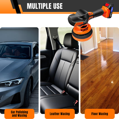 Kit lucidatrice e polishere per auto senza fili, 6 velocità variabili, 2 batterie, polishere senza fili per detailing, lucidatura, ceratura e rimozione graffi auto