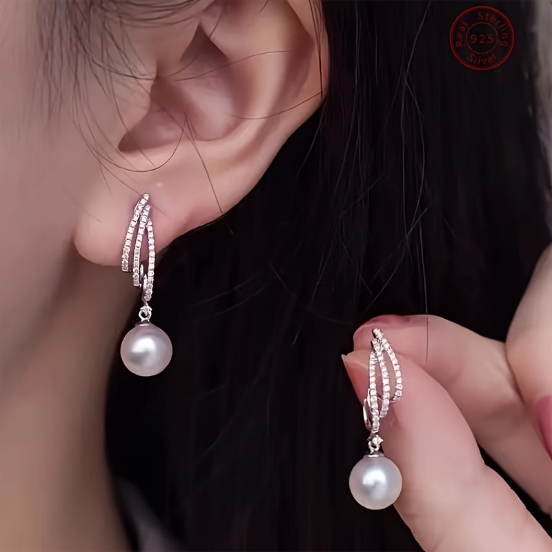 Eleganti e lussuosi orecchini di perle in argento 925, forniti in una confezione regalo di alta qualità