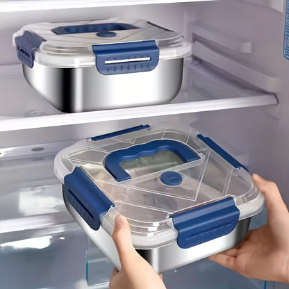 Set da 2/4 pezzi di contenitori per alimenti a tenuta stagna in acciaio inossidabile con coperchi, adatti al microonde, riutilizzabili, perfetti per il frigorifero, ideali per la preparazione dei pasti, la cucina all'aperto, articoli essenziali per la cuc