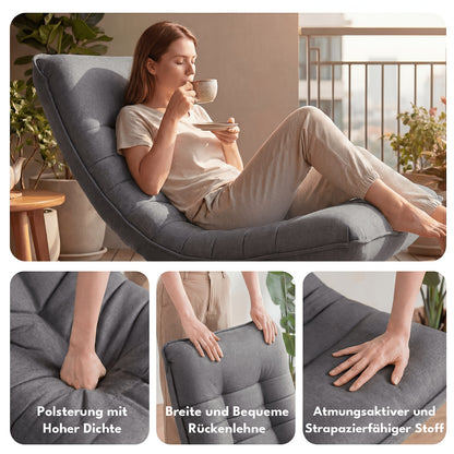 Poltrona Divano, Sedia da Terra, Schienale Regolabile Rotazione a 360° Pieghevole Portata 150Kg Design Elegante e Comfort Fanno di Essa l'Attenzione Principale della Tua Decorazione Domestica, Offrendoti un Luogo Comodo per Rilassarti. Nero, Grigio