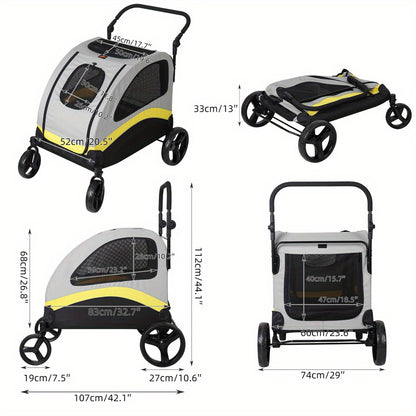 M/L/XL Passeggino Pieghevole per Cani di Taglia Piccola, Carrello Rotante per Animali Domestici a 4 Ruote per Cane e Gatto