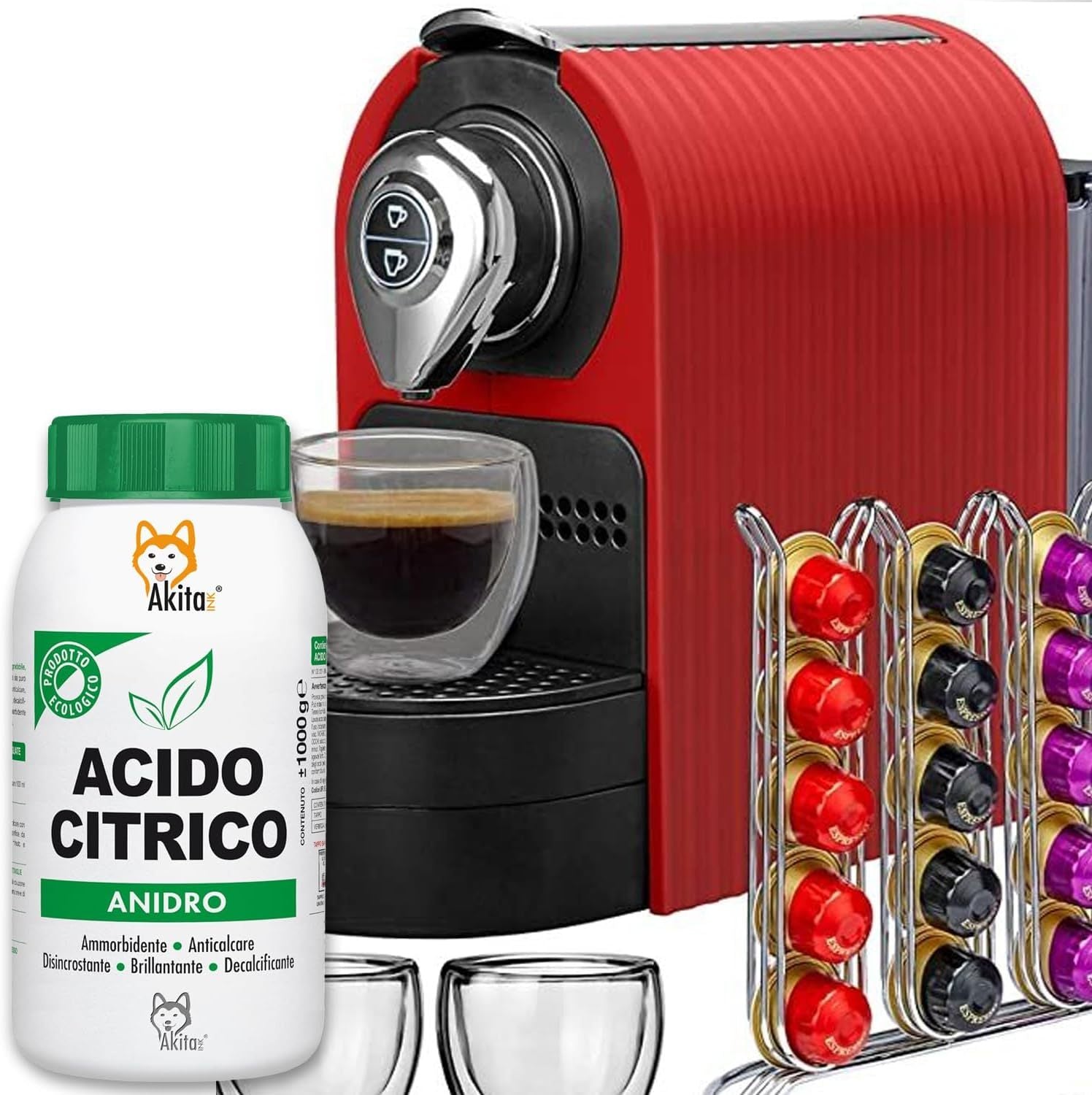 Akitaink Acido Citrico in Polvere, Multiuso per Pulizia e Igiene della Casa: Ammorbidente, Anticalcare, Brillantante, Disincrostante, Decalcificante - 2 kg