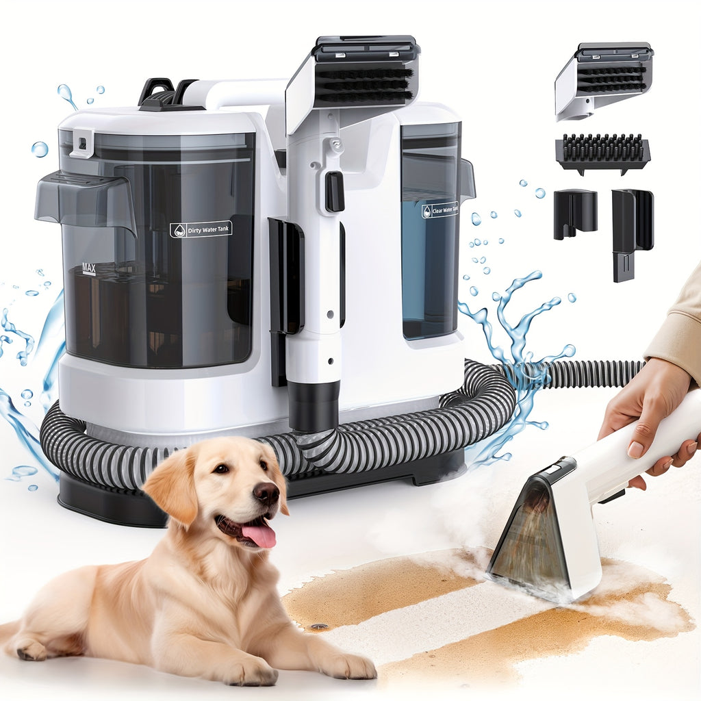 Macchina per la pulizia di macchie di tappeti e rivestimenti portatile multiuso, potente aspirazione da 22500Pa, macchina per la pulizia di tessuti con doppio serbatoio dell'acqua, smacchiatore non chimico per tappeti, animali domestici, sedili auto, diva