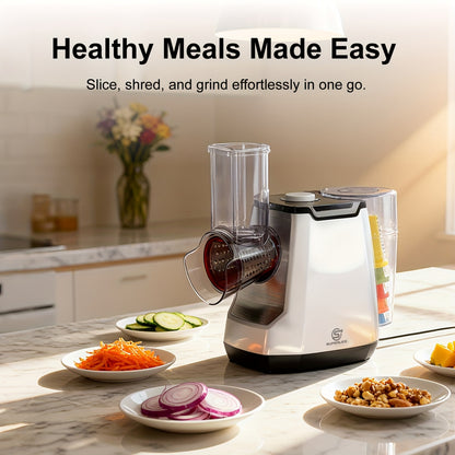 SUPERLEX Combo Tagliaverdure 5-in-1 e Centrifuga per Insalata con Lame in Acciaio Inox per Affettare, Tritare e Asciugare a Secco Insalata, Verdure a Foglia e Frutta. Perfetto per l'Uso Quotidiano in Cucina, Ideale per Preparare Insalate