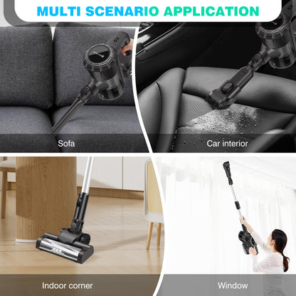 Aspirapolvere multifunzione senza sacco e senza fili, 1x o 2x batteria, aspirapolvere a bastone leggero, mocio senza fili, aspirapolvere con display a LED, autonomia, aspirapolvere verticale autoportante, aspirapolvere portatile leggero per la pulizia di