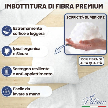 4 Imbottitura Cuscini 50x50, Set da 4 Cuscini per Divano Anallergici Morbidi e Soffici, Cuscino Interno Quadrato Prodotto in Italia, Facile da Lavare