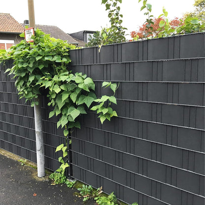 Strisce per recinzione a rete con doppia asta in PVC, pellicola per la privacy da giardino 35/65/70m x 19cm, incluse clip di fissaggio