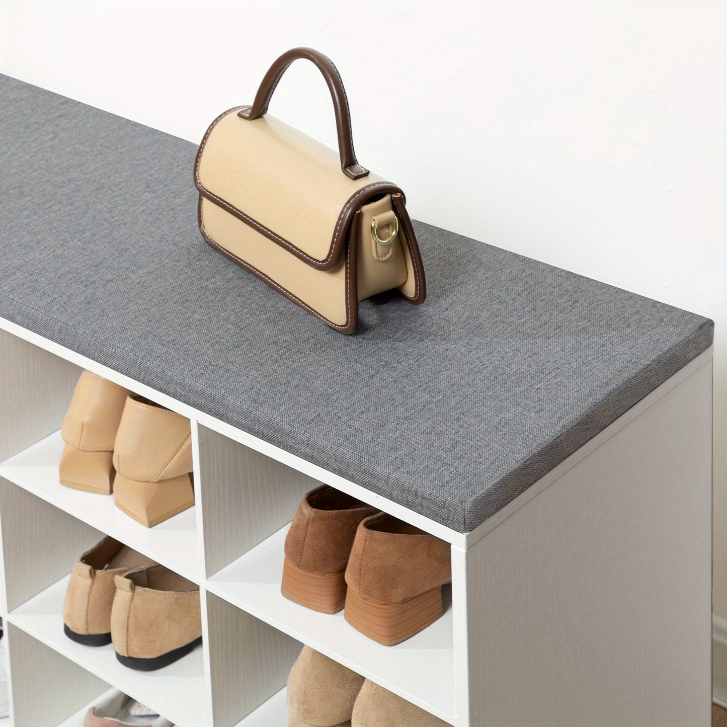 Set scarpiera armadio, divanetto scarpiera con 12 scomparti, scarpiera con divanetto imbottito, armadio a muro con 9 ganci, mobiletto scarpe per ingresso, corridoio, camera da letto