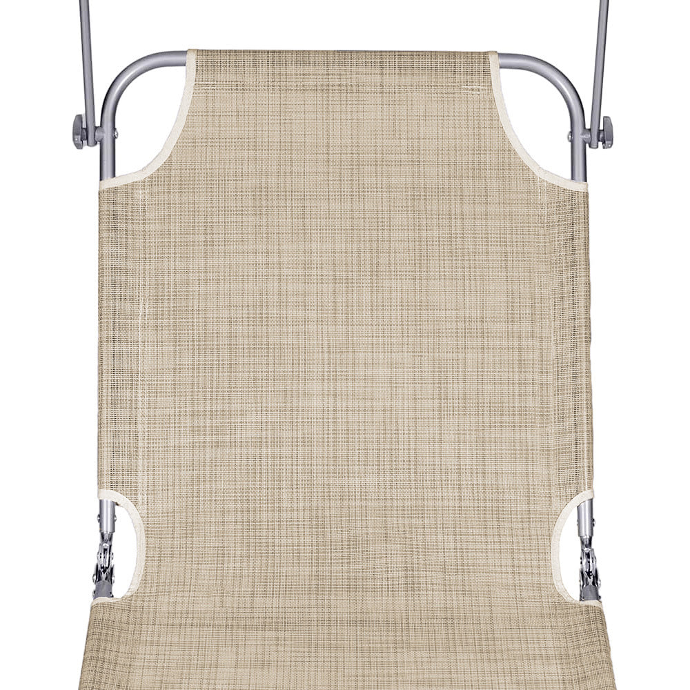 2 Lettini Prendisole Pieghevoli con Tetto Parasole, Misura 180x55x90 cm, Tessuto Textilene, Struttura Metallo Tubolare da 18mm, per Spiaggia, Piscina, Giardino, Peso Max 120kg