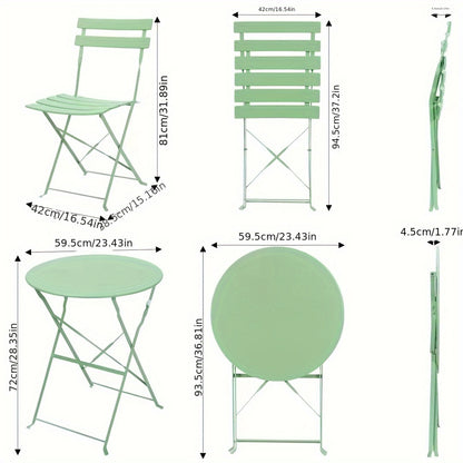 Set Bistro 3 pezzi, include tavolo pieghevole e due sedie da giardino, ideale per balconi compatti, set di mobili da esterno, sedute portatili per giardini e balconi