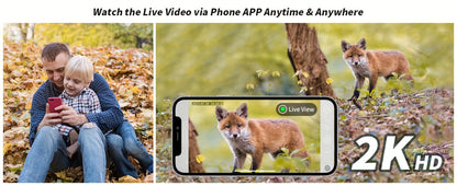Fototrappola cellulare a energia solare 3G/4G LTE con streaming live 2.7K, attivazione a movimento 0.2s, visione notturna, archiviazione SD/cloud, controllo via app e scheda SIM inclusa – fotocamera per caccia e fauna selvatica per uso esterno, fotocamera