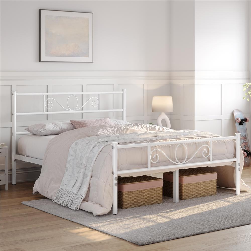 Costoffs Struttura Letto Stile Rustico Moderno in Metallo con Testiera Elegante e Pediera per Appartamento Camera da Letto Stanza degli Ospiti Studio