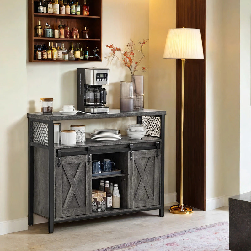 Armadio contenitore, credenza, mobile da cucina con due ante scorrevoli, dimensioni 33 x 100 x 80 cm, ripiani regolabili, stile rustico, adatto per cucine.