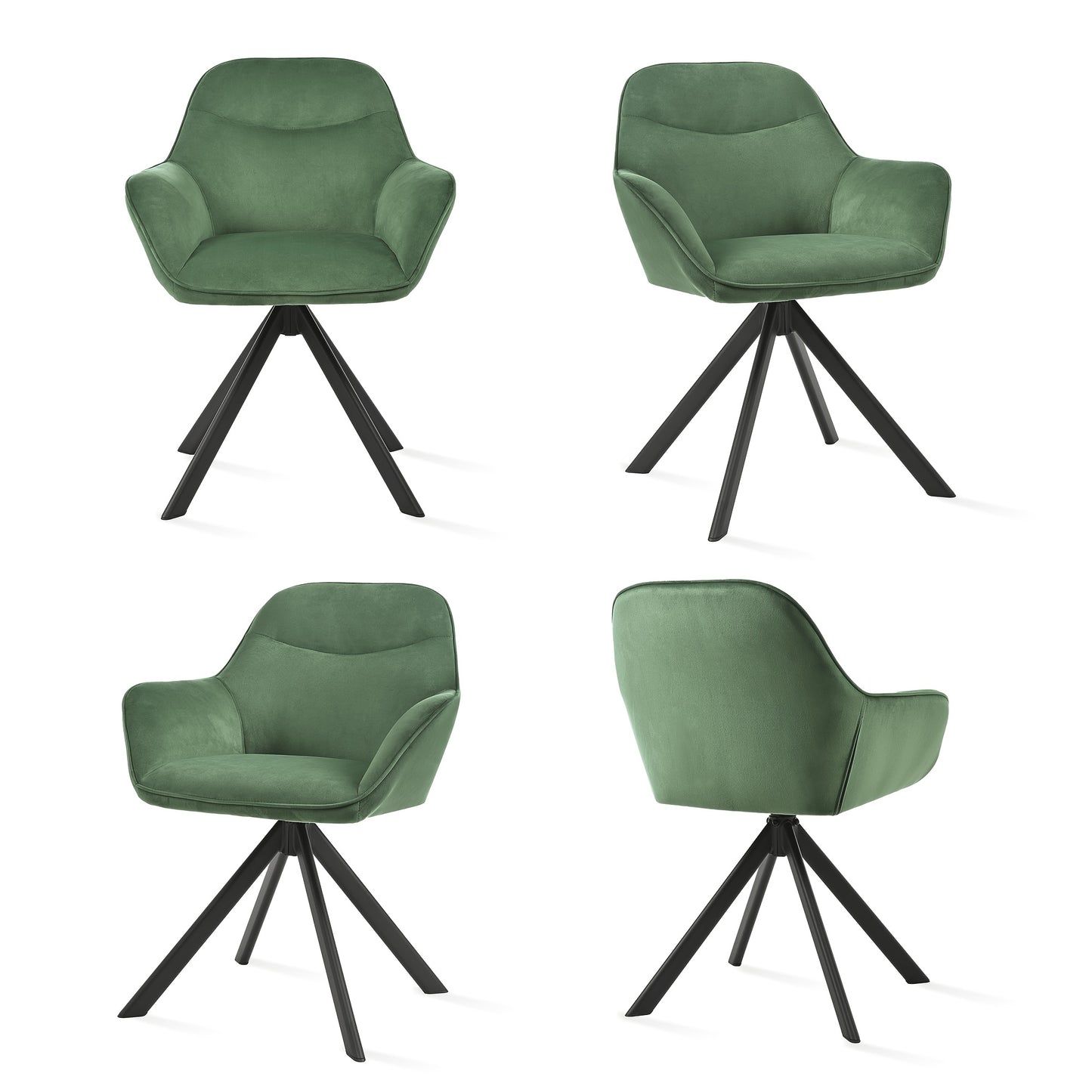 Sedie da pranzo eleganti e contemporanee, girevoli a 360 gradi, con seduta imbottita e spessa, progettate ergonomicamente per famiglie, caffè e ristoranti - Set da 2/ Set da 4/ Set da 6