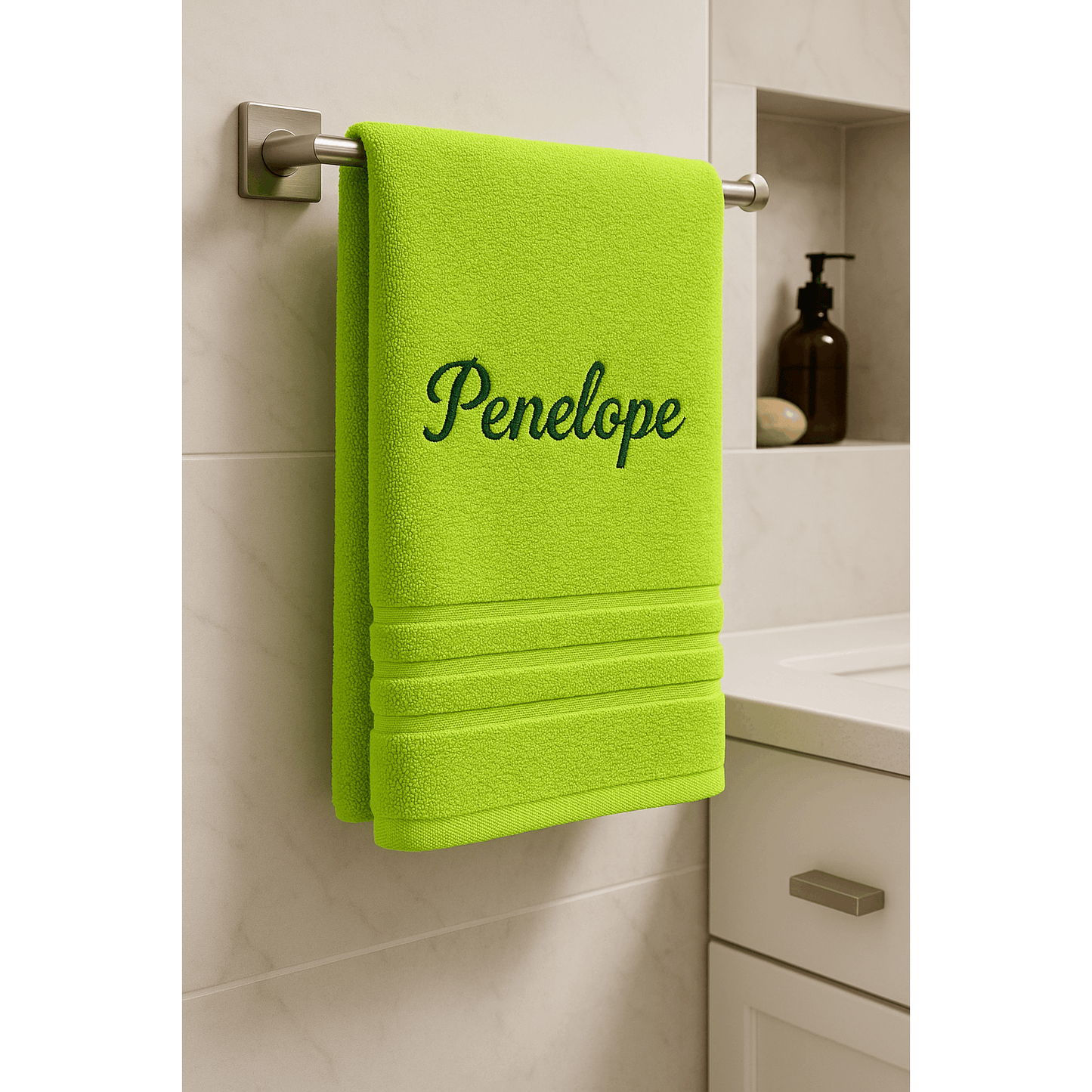 Asciugamano da Bagno Personalizzato con Nome - Ricamo Elegante, Asciugamano in Cotone Su Misura