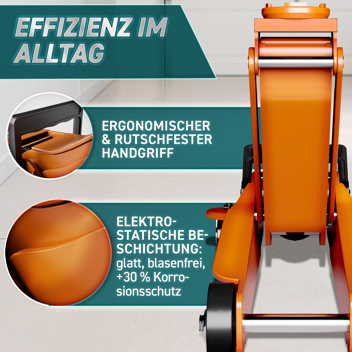 Cric idraulico per auto TRESKO® 2.5 - 3T | Cric idraulico per spostamento auto e SUV con ruote piane e a 360°, include 2 guarnizioni in gomma, tappetino protettivo, guanti