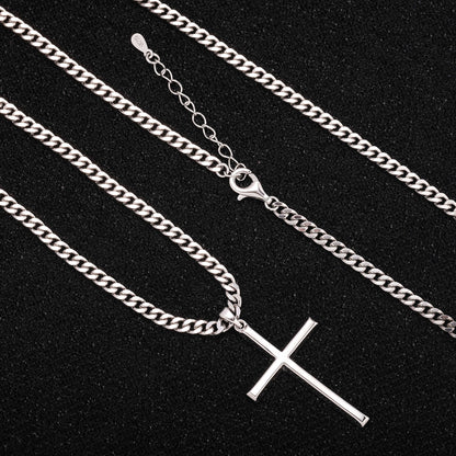 Collana con ciondolo a croce in argento 925 con catena classica, accessori di gioielleria in stile hip-hop per feste, regalo per San, festa del papà, confezione regalo inclusa