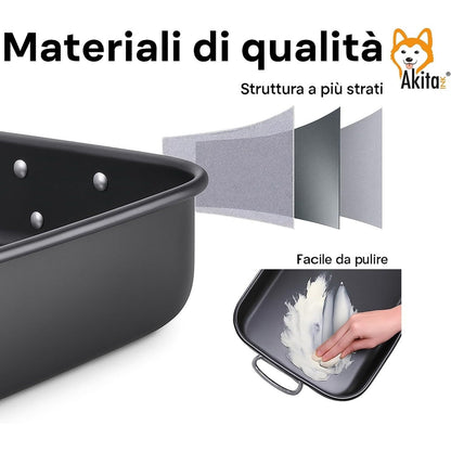 AKITAInk Set 4 Teglie Antiaderenti 20-25-30-35 cm | Alluminio, Cottura Uniforme, Bordo Alto, Lavabili in Lavastoviglie, Senza Grassi per Pizze e Torte Made in Italy