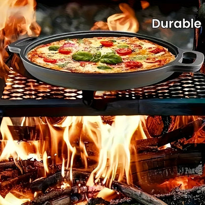 Padella piastra multifunzione in ghisa da 1 pezzo - Padella antiaderente per pizza, barbecue, pancake - Compatibile con tutti i piani cottura, ideale per cucina domestica e cottura all'aperto