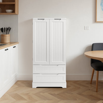 Credenza pensile per cucina - Mobiletto a pavimento con 2 cassetti e 2 ante - 60x40x120cm - Armadi da cucina bianchi