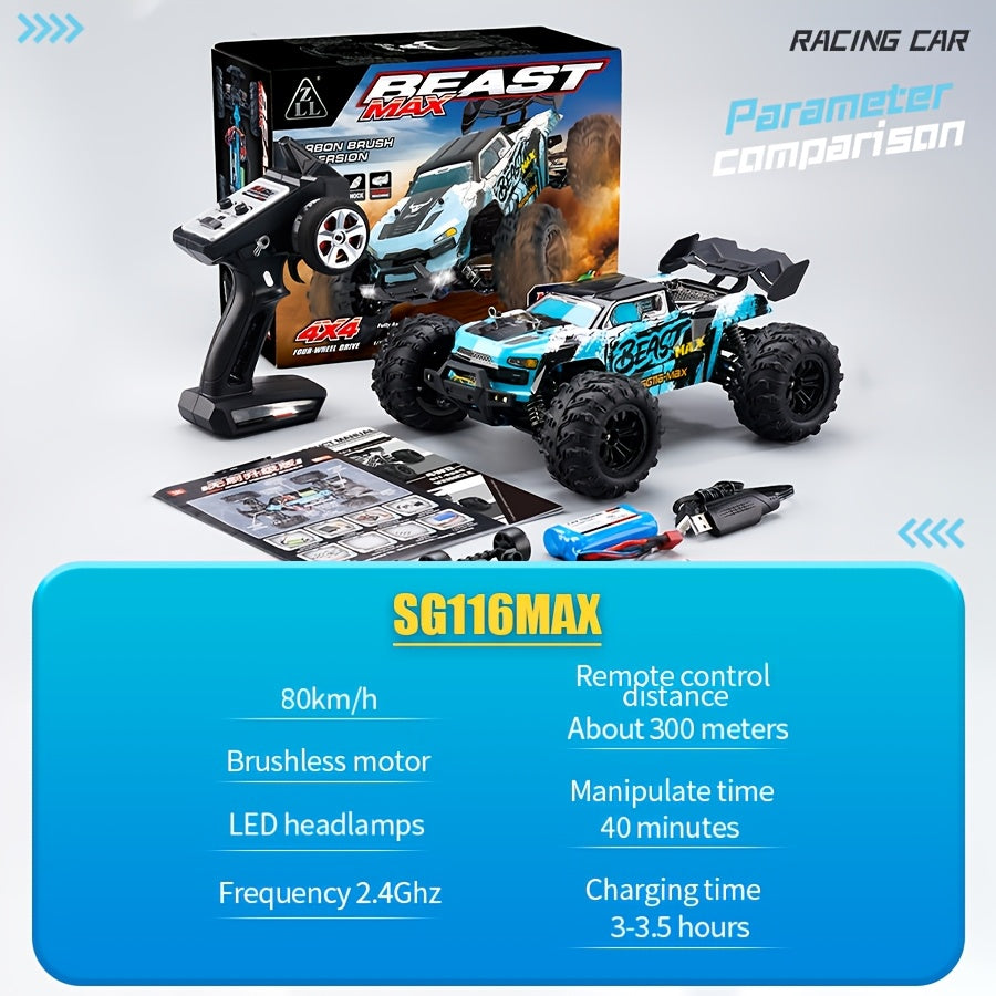 Macchinine telecomandate in scala 1:16 | Motori a spazzola/brushless, telecomando 2.4GHz, batterie, adatte ad e ragazzi, veicoli fuoristrada, rosso, viola, colori misti, materiale plastico, ricarica USB