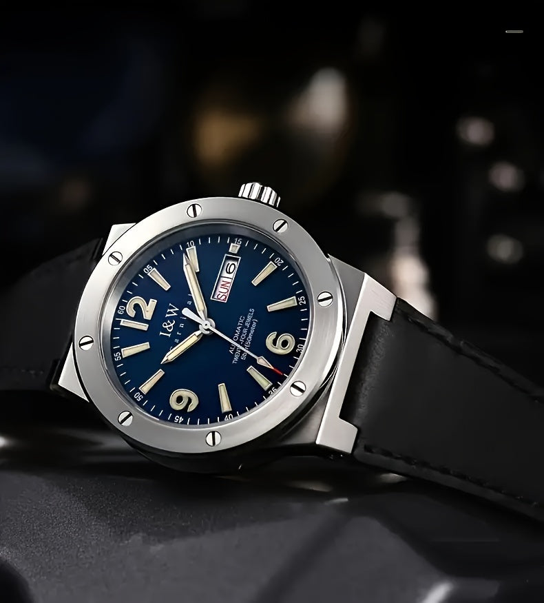 [I&W Carnival] Orologio Sportivo Meccanico da Uomo, Luminoso e Impermeabile con Vetro Finto Zaffiro, Regalo Ideale per le Vacanze