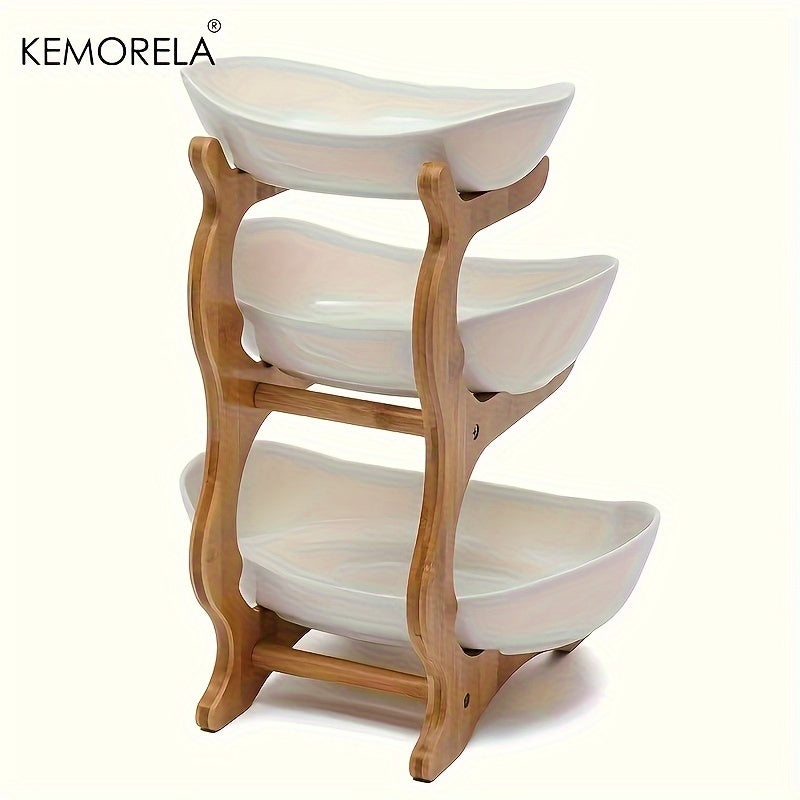 KEMORELA Cesto in Legno a 2/3 Ripiani per Frutta e Verdura con Gambe in Legno - Organizer da Cucina Versatile per Frutta, Verdura e Alimenti Congelati - Perfetto per la Conservazione in Frigorifero, Cesto per Frutta da Cucina